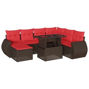 Set Divano da Giardino in Polyrattan 8 Pezzi Marrone con Cuscini Arredamento da Esterno Design Contemporaneo - Product Image 4