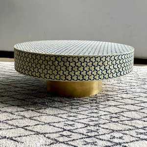 Table basse artisanale ARIF HANDICRAFT, décorative pour la maison, en os incrusté, polie naturellement, dessus floral, style américain, durable, lavable - Product Image 4