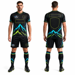 Nuevo Uniforme de Fútbol, Camiseta y Pantalones Cortos, Bordado Personalizado, Tejido de Poliéster de Doble Punto Elástico, Diseño Personalizado - Product Image 1