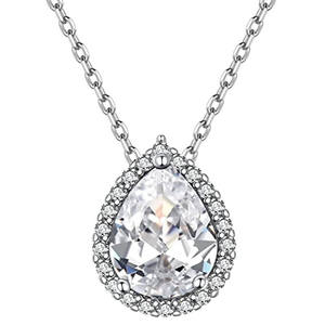 Collier Pendentif Classique en Moissanite Taille Poire et Perle d'Eau Douce, Plaqué Or 14K, Argent 925, Ensemble de Bijoux de Mariage Unisexe - Product Image 1