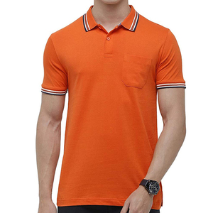 Men's Orange <b>Half</b> Sleeve for <b>Shirt</b> 100% Cotton Jersey Solid Color Casual Breathable Front Logo <b>Button</b> Regular Fit Woven - Product Image 5