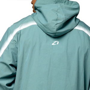 Custom <b>Men</b>’s Teal & <b>White</b> Windbreaker <b>Jacket</b> Streetwear Waterproof Design Zip up Heat Reactive Windbreaker <b>Jacket</b> Bulk Supplier - Product Image 5