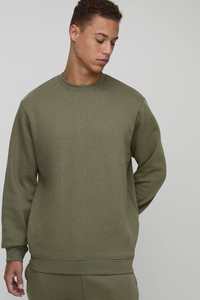 High Quality Men's Crew Neck Custom Logo 100% Cotton 350gsm Winter Eco-Friendly Fleece Blank <b>Sweatshirt</b> Comfortable Breathable - Product Image 4