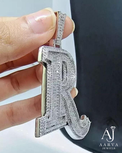 Colgante Personalizado con Letra Inicial Chapado en Oro Rosa con Incrustaciones de Moissanita, Estilo Hip Hop, Plata de Ley 925, Joyería Unisex con Nombre - Product Image 2