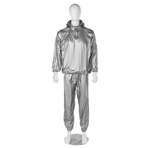 Traje de sauna plateado personalizado con capucha para hombre, traje de sudoración para pérdida de peso, gimnasio, entrenamiento físico, chándal impermeable, conjunto al por mayor - Product Image 3