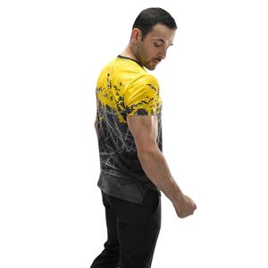 <b>Men</b> Yellow <b>Black</b> Graphic Print V Neck T <b>Shirt</b> <b>Short</b> <b>Sleeve</b> Casual Sportswear Slim Fit Breathable Custom Clothing Manufacturer - Product Image 4