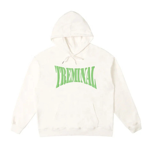 Sudadera con Capucha Blanca Treminal para Hombre, Talla Grande, de Algodón y Felpa, Estilo Casual Urbano, Corte Regular, con Logotipo Estampado en la Parte Delantera - Product Image 1
