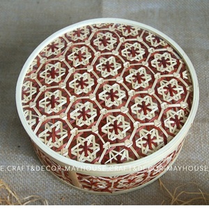 Round Natural Bamboo Mooncake Box Storage Basket <b>Boxers</b> <b>Gift</b> Set Mid Autumn Festival Wicker <b>Gift</b> Baskets Vietnam Handicraft - Product Image 2