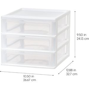Set di 2 Organizzatori da Scrivania in Plastica con 3 Cassetti e Funzione Impilabile - Product Image 3