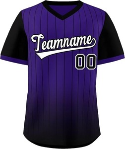 Maillot de baseball personnalisé à col en V, chemises de sport à rayures style hip-hop, nom et numéro personnalisés pour hommes/femmes/jeunes - Product Image 1