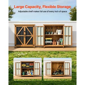 Abri de rangement pour outils de jardin 33,86" x 37,4" en bois et métal avec portes verrouillables, toit incliné, imperméable - Product Image 5