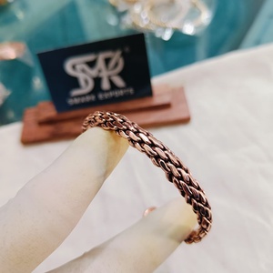 Premium Braided <b>Copper</b> Open Cuff <b>Bangle</b> Handmade Polished Adjustable Bracelet Contemporary Fashion Jewelry for Men Women - Product Image 2