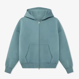 Sudaderas con capucha para hombre con cremallera, hombros caídos, felpa francesa, doble peso pesado 400gsm, cremallera metálica doble, sudaderas con capucha lisas para hombre - Product Image 1