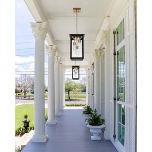 5CCT LED <b>Large</b> Outdoor Pendant Light Fixtures with Integrated 3-Light Black Brass Hanging <b>Lantern</b> Includes LED Integrated Bulbs - Product Image 5