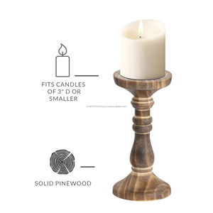 Juego de 3 candelabros de madera de granja para velas de pilar para decoración del hogar y bodas para Navidad - Product Image 6