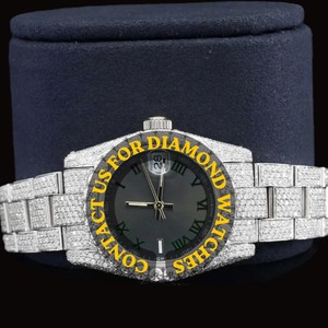 Reloj de Cuarzo con Incrustaciones de Diamantes Moissanite, Números Romanos Negros, Colección Personalizada Impresionante para Hombre y Mujer, Joyería de Moda - Product Image 1