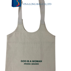 SA8000, bolso de mano de algodón con patrón geométrico personalizado, embalaje de playa con cordón de lona hecho en Vietnam, bolsas de compras con mango práctico - Product Image 1