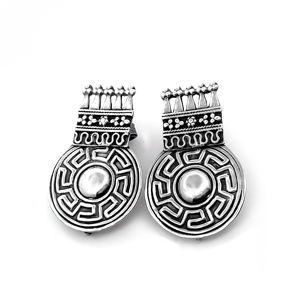 Pendientes de Aro Redondos Tribales Oxidados Antiguos Silver Mountain SKU7633, Plata de Ley 925, Estilo Bohemio - Product Image 3