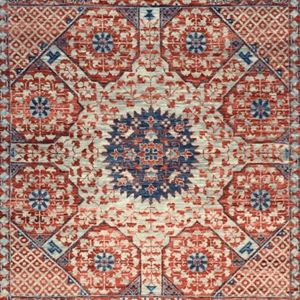 Tapis oriental noué à la main à poils ras en laine coupée avec motifs héritages - Product Image 5