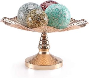 Bol de rangement en métal de haute qualité astucieusement conçu Base ondulée boule de fruits piédestal surélevé couleur argent pièce maîtresse de fête de mariage - Product Image 5