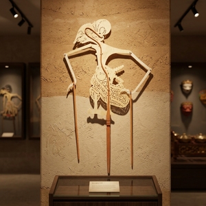 Marioneta de Sombra Wayang Kulit de Cuero Indonesio Hecha a Mano, Puntadewa Yudhistira, Decoración de Pared Cultural Tradicional, Artesanía Decorativa - Product Image 6