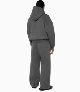 Sudadera con Capucha Unisex Extra Grande de Felpa Francesa, Transpirable, para Invierno, Color Gris Oscuro Sólido, Manga Larga, Sin Forro, Estilo Urbano - Product Image 4