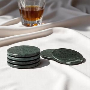 แผ่นรองแก้วหินอ่อนทำมือทรงสี่เหลี่ยมขัดเงา พร้อมที่วางแก้วแบบลวดทองเหลือง ของขวัญสุดหรูสำหรับบ้าน คาเฟ่ และบาร์ - Product Image 5