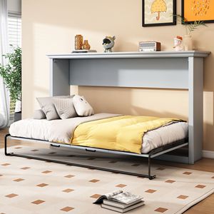Letto a scomparsa matrimoniale grigio, pieghevole nel mobile - Product Image 3