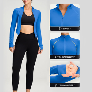Chaqueta de yoga 2026 para mujer, ajustada, con logo frontal, diseño liso, nuevo estilo, ropa de calle, look casual - Product Image 5