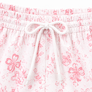 Women Breathable Eco-Friendly Collarless <b>Pink</b> Floral Printed 2 Piece Set Sleeveless <b>Crop</b> Tank <b>Top</b> Elastic Waist Shorts Casual - Product Image 5