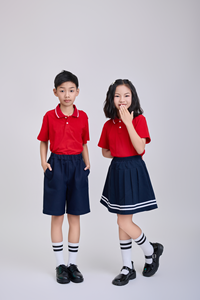 เสื้อโปโลนักเรียน (สีแดง) ชุดนักเรียนประถม โพลีเอสเตอร์ผสมสแปนเด็กซ์ ผ้าถัก 50D FMF - Product Image 3