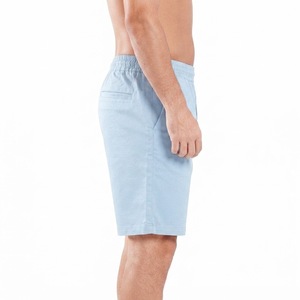 Shorts décontractés en coton bleu ciel pour homme, taille élastique avec cordon de serrage, couleur unie, été, plage, streetwear, logo personnalisé - Product Image 3