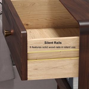 Comodino con 1 cassetto in noce rustico con comodino in legno con tirante in ottone - Product Image 3