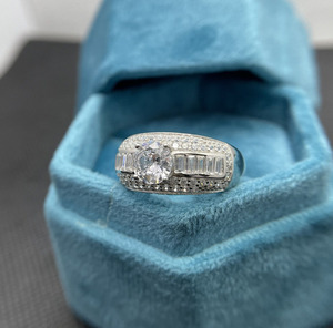 Handmade Men's Engagement and Anniversary Wedding <b>Ring</b> 925 Sterling Silver Rhodium Plated Baguette Accent Cluster <b>Ring</b> Gifts - Product Image 5