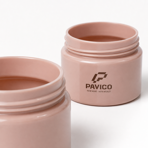 Pot cosmétique rond en PET de 50 ml, rose poudré, à large ouverture, avec couvercle à vis, pour crème de soin de la peau, emballage Pavico - Product Image 3
