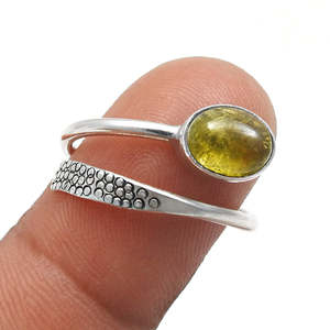 Handmade Bohemian <b>Ring</b> In <b>925</b> Sterling <b>Silver</b> <b>Ring</b> Natural Oval Cut Yellow Tourmaline Gemstone <b>Ring</b> Perfect Gift For Her - Product Image 2