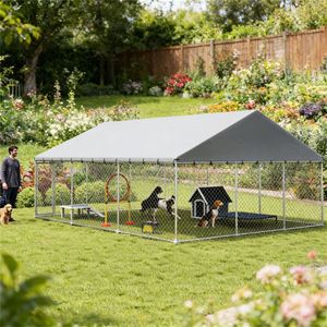 Cuccia e Gabbia per Cani da Esterno in Argento, Casette e Mobili per Animali Domestici - Product Image 1