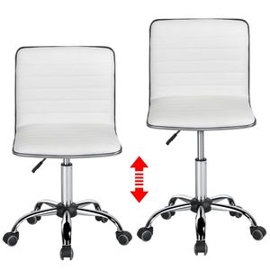 Sedia da Ufficio Girevole Moderna Senza Braccioli in Ecopelle Bianca - Product Image 5