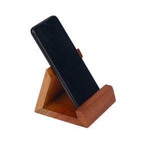 Support de téléphone en bois, forme triangulaire, fait main, finition de qualité supérieure, artisanat naturel, idéal pour offrir en cadeau à la fête des mères et des pères. - Product Image 2