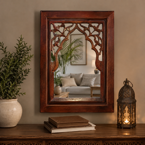Handcrafted <b>Moroccan</b> Wooden Wall <b>Mirror</b> Decorative Carved Frame Accent <b>Mirror</b> for Home Decor - Product Image 6