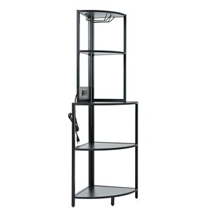 Ripiano d'angolo a 5 livelli con luce a LED e porta USB alto in piedi porta vetro stretta libreria per Display a parete - Product Image 6
