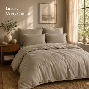 Premium Quality Cotton & Bamboo Duvet <b>Set</b> Soft Breathable Hypoallergenic <b>Bedding</b> <b>Set</b> for Hotel Home Bedroom Guest Room - Product Image 2
