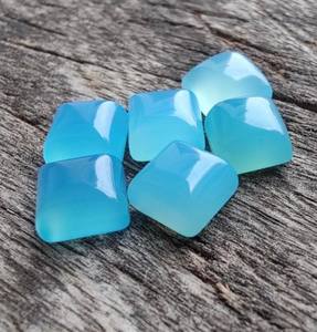 บลูคาลซีโดนี คาโบชองส์ พลอยทรงสี่เหลี่ยม 5 ชิ้น/ล็อต พลอยธรรมชาติแบบหลวมสำหรับทำเครื่องประดับ - Product Image 2
