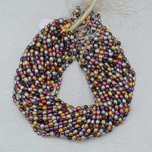 Perles de riz lisses en pierre de perle d'eau douce multicolores naturelles de 5 mm 6 mm, brins de perles pour tous les jours, bijoux en perles, vente directe d'usine - Product Image 2