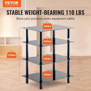 4-Tier vetro temperato AV Media Stand con supporto componente Audio-Video armadio angolo scaffale Stereo supporto torre per DVD - Product Image 2