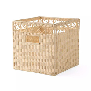 Wholesale Natural Rattan Storage Basket <b>Square</b> Woven Organizer With Handles Multi-Purpose Home Neatening <b>Bin</b> Simple Style - Product Image 6