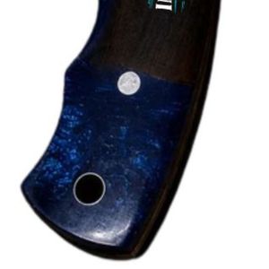 Cuchillo de Caza de Hoja Fija con Mango Bicolor de Nogal Oscuro y Resina Azul Profundo, Cuchillo de Supervivencia para Caza y Camping al Aire Libre con Espiga Completa - Product Image 3
