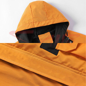 Men's Hooded Waterproof PU <b>Racer</b> <b>Jacket</b> Color Blocking Casual Winter Wear Quick Dry with Zipper Closure Orange Black Trim 240g - Product Image 5