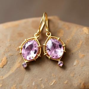 Pendientes de piedras preciosas rosas vintage de Plata de Ley 925 estilo fiesta de boda para mujeres y niñas - Product Image 3