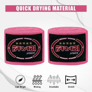 Bandages de boxe FARABI en coton élastique, équipement d'entraînement pour la boxe, le MMA, le Muay Thai, bandages en polyester pour arts martiaux. - Product Image 5